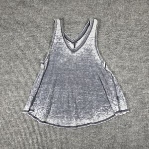 Free People We The Free Tank Top M Gray Burnout Racerback Swing Boho Flowy